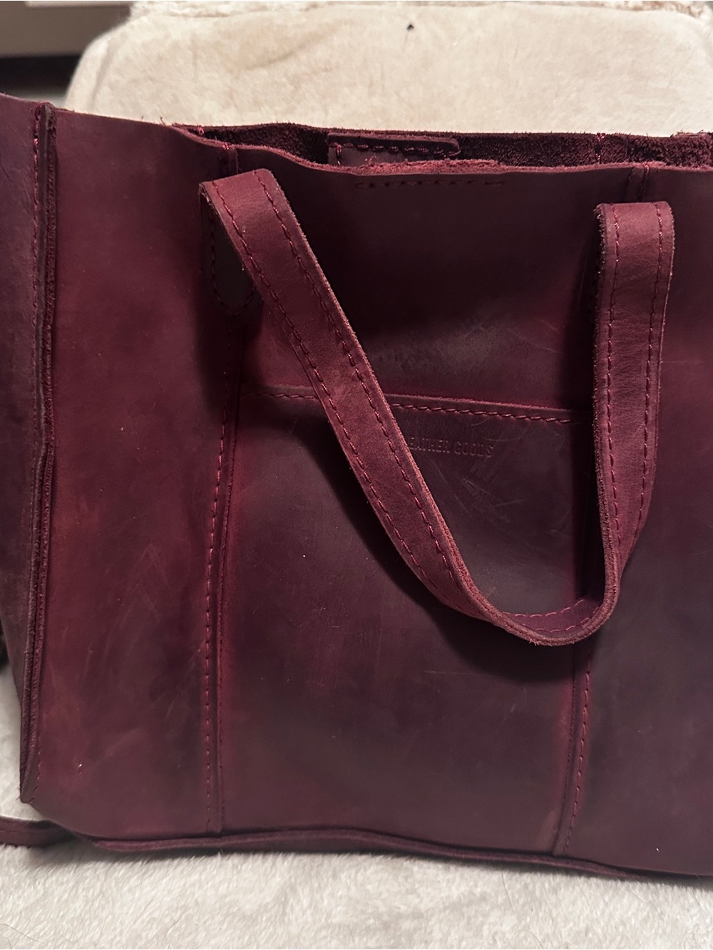 Portland Leather Crossbody Tote in Merlot